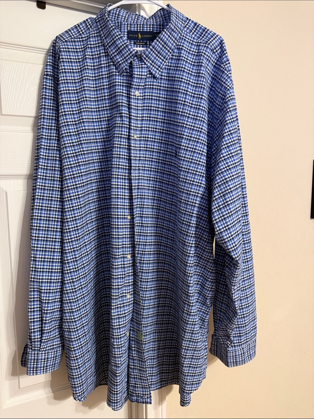 Ralph Lauren Blue and White Plaid Button-Down Shirt